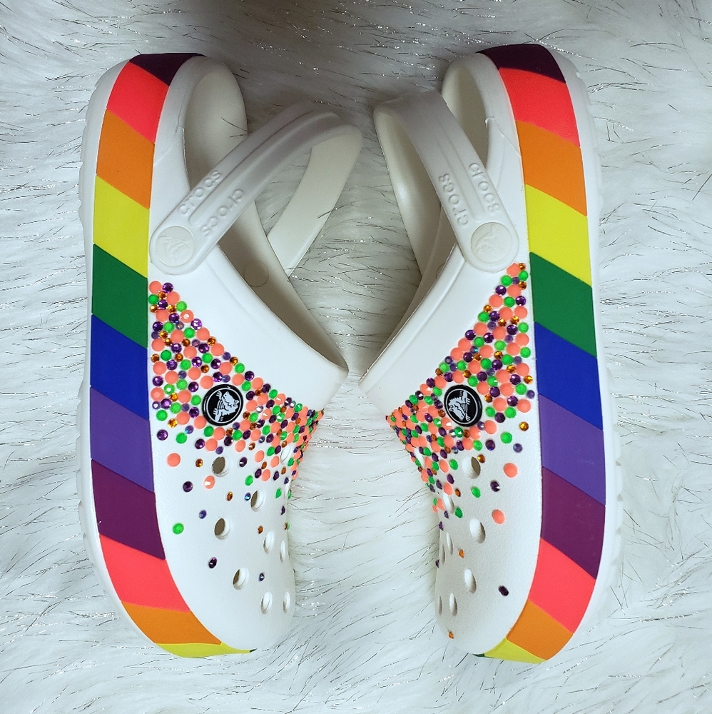 Rainbow Bling Crocs